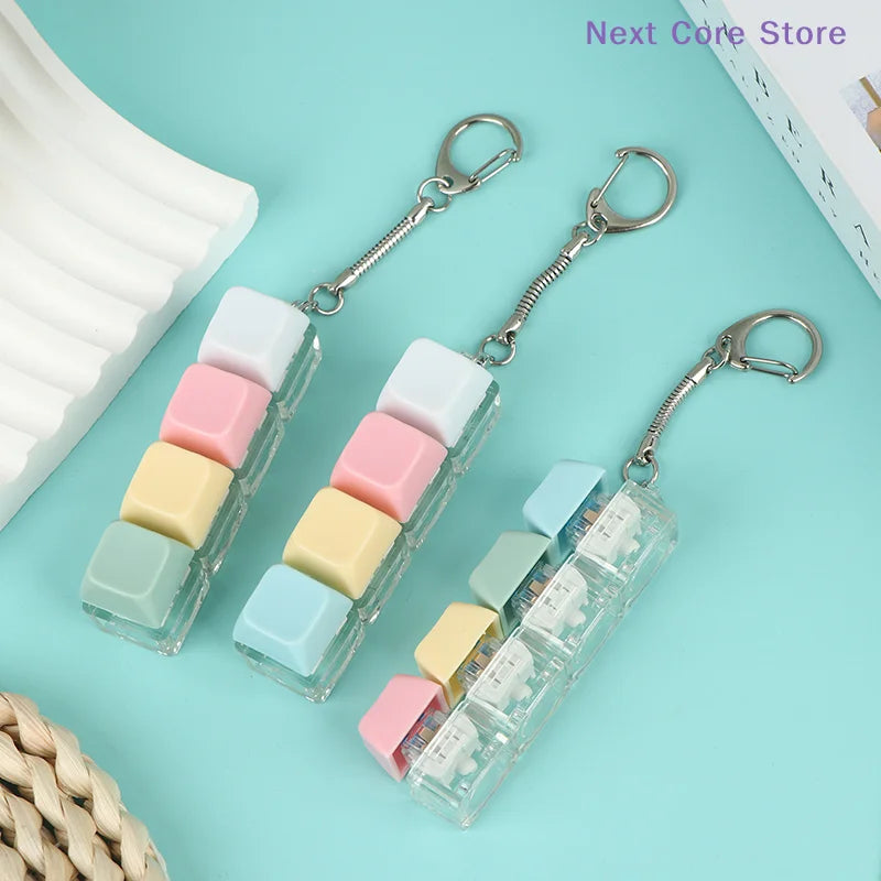 Macaron Keycap Keychain – Mechanical Click Sensory Fidget Toy Fidget Keychain Toy HIP
