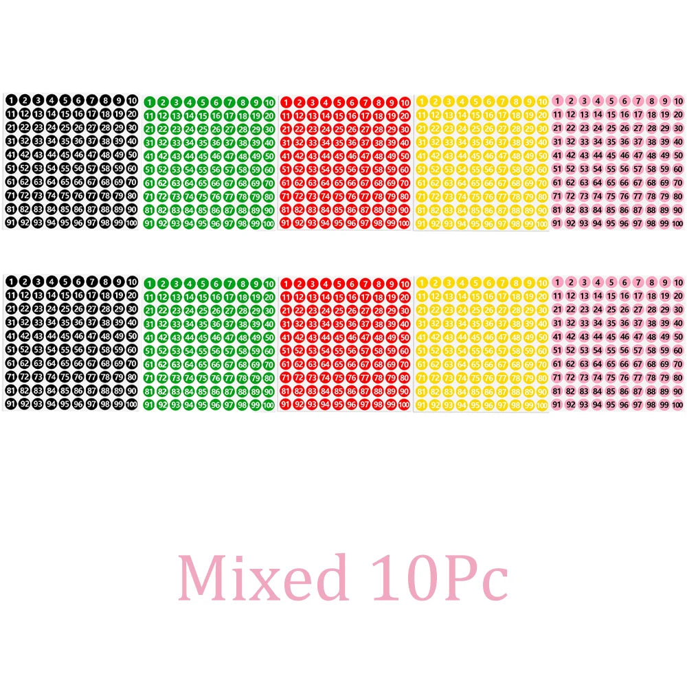 2/10Pcs Waterproof 7 Colors Number Sticker Label For Nail Polish Color Gel Varnish Marking Digital Label Sticker Manicure Tool HIP Mixed 10Pc