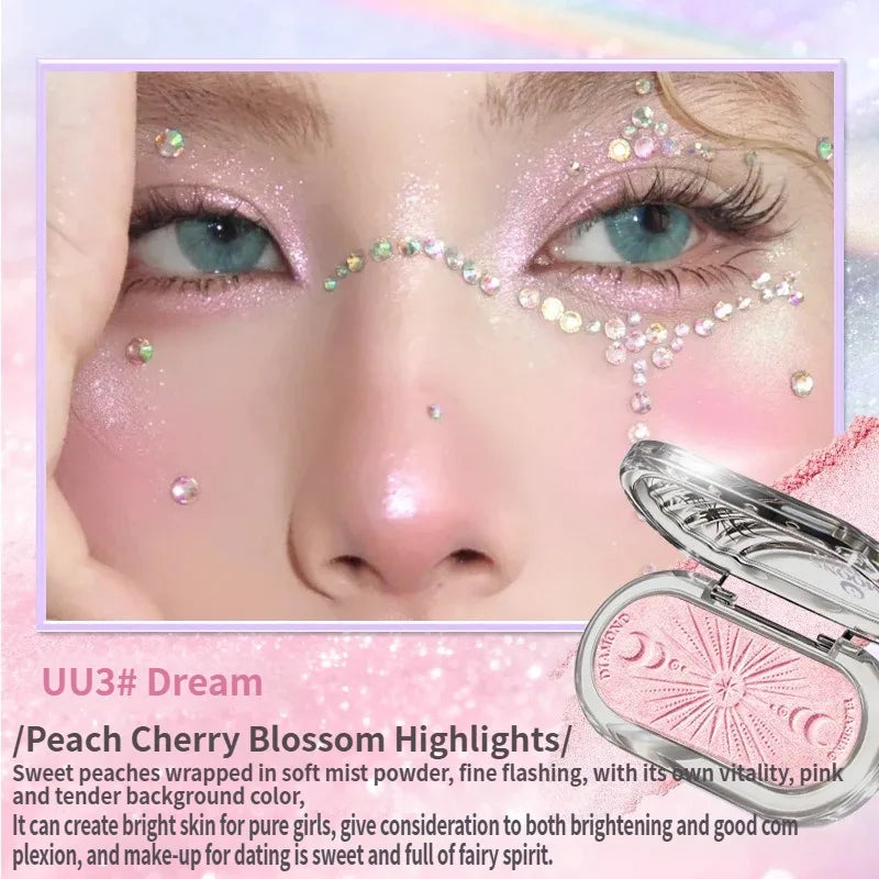 Natural Shimmer Baked Highlighter Blush 3D Face Contour Brightening Powder Soft Silky Texture Not Easy Flying Powder Cosmetic HIP UU3 Dream