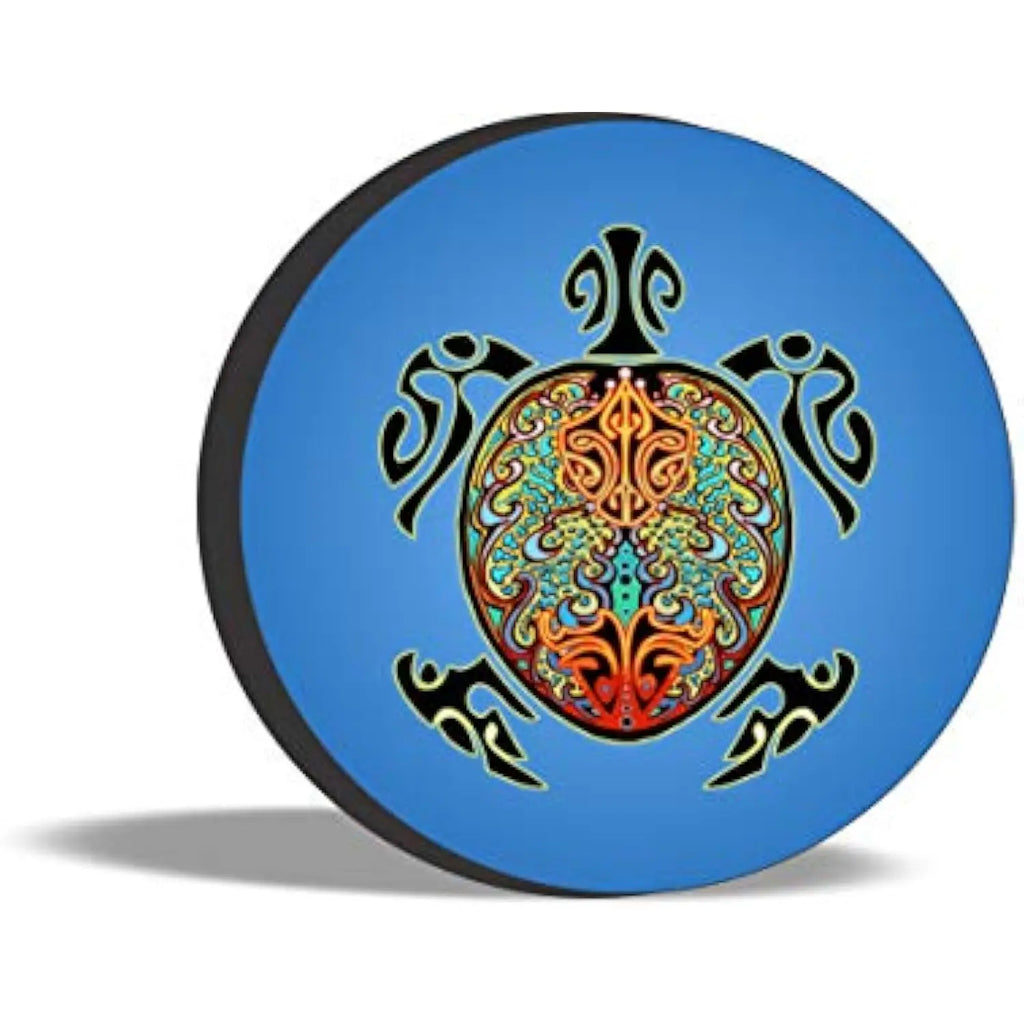 Tribal Turtle Spare Tire Cover – Polyester, Camera Compatible Spare Tire Cover HIP