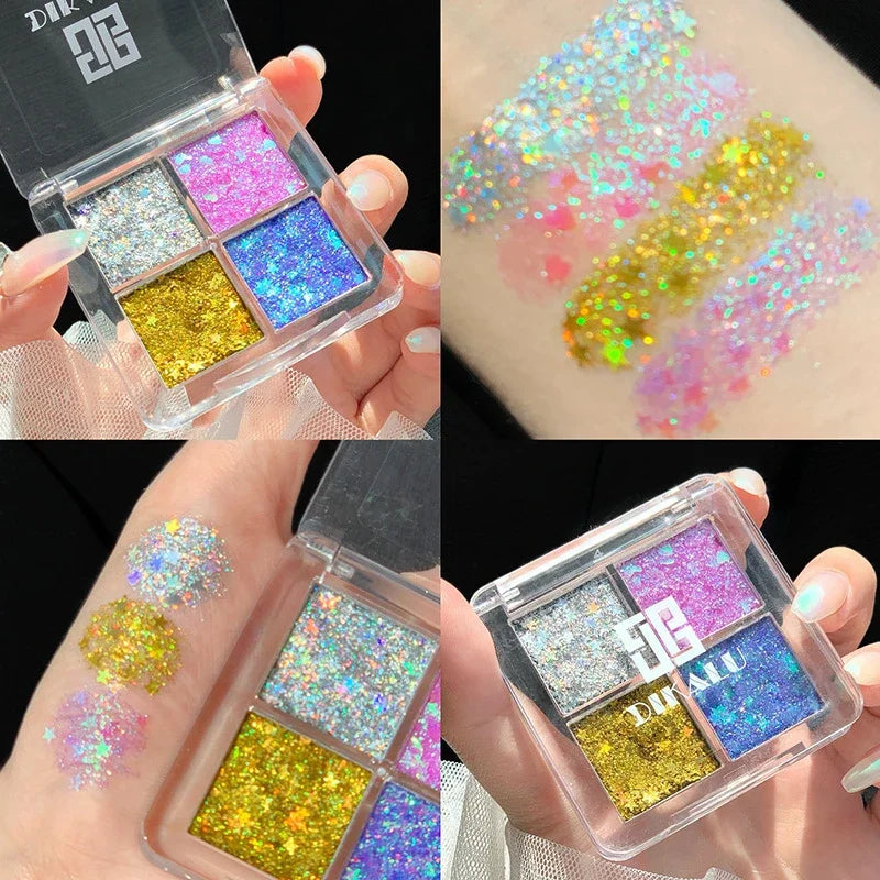 4 Colors Cool Toned Dark Eyeshadow Palette Black Smokey Palette Matte Glitter Waterproof Diablo Shimmer Nude Eye Pigment Makeup HIP 4Color 04
