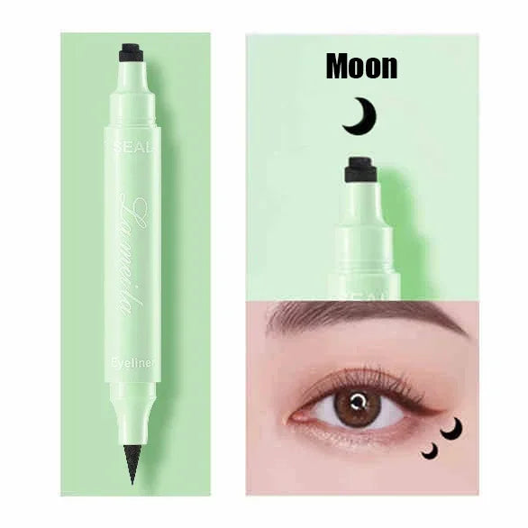 Moon Flower Star Eyeliner Stamp Pen 2IN1 Black Liquid Eye Liner Pencil Love Heart Triangle Waterproof Quick Dry Makeup Cosmetic HIP Moon