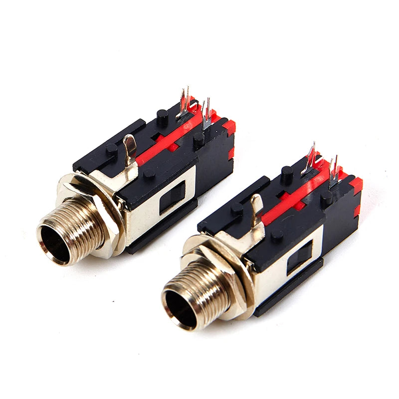 2Pcs 6.35mm 1/4" 5-Pin Female Audio Jack Panel Mount Connector Audio Jack Connector HIP dual channel
