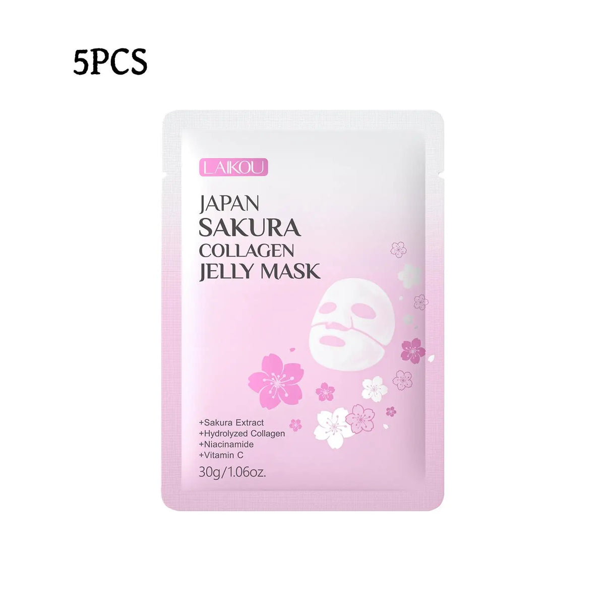 LAIKOU Sakura Collagen Jelly Face Mask – Hydrating & Firming Collagen Gel Face Mask HIP 5PCS