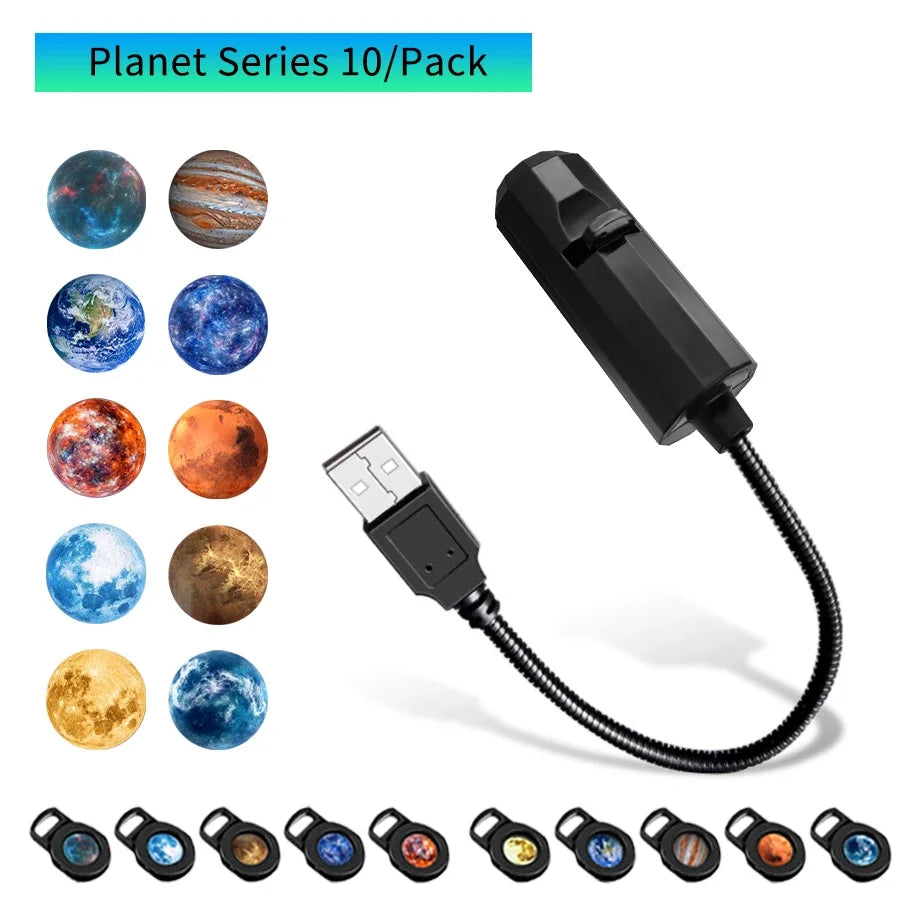 USB Projector Night Light LED Christmas Halloween Moon Lamp Holiday Ornaments For Ceiling Wall Atmosphere Mood Light Room Decor HIP 10 Films Planet