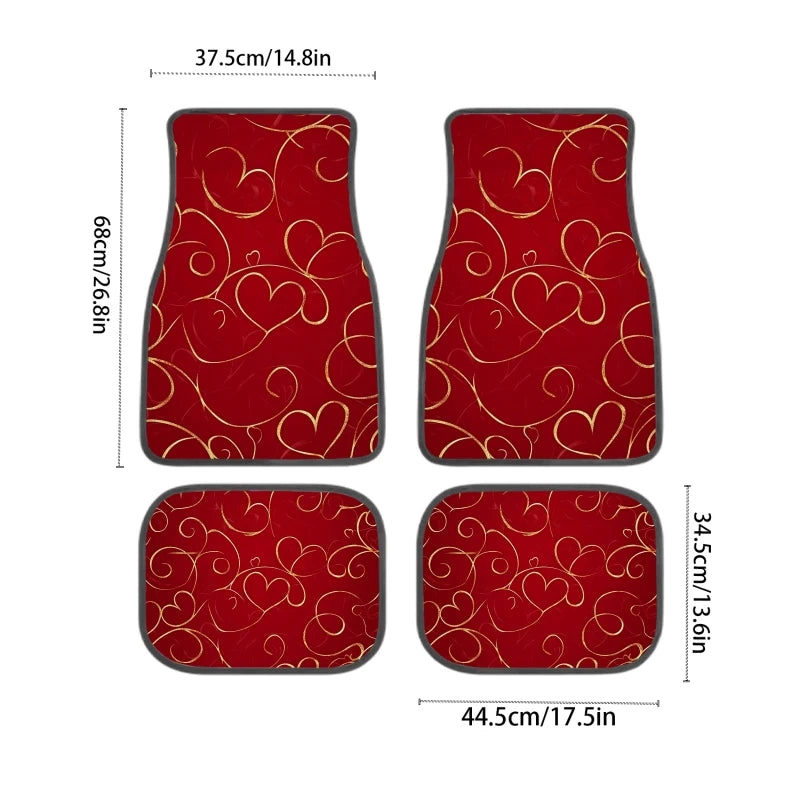 Non-Slip Car Floor Mats Set of 4 – Golden Hearts Design Car Floor Mats HIP