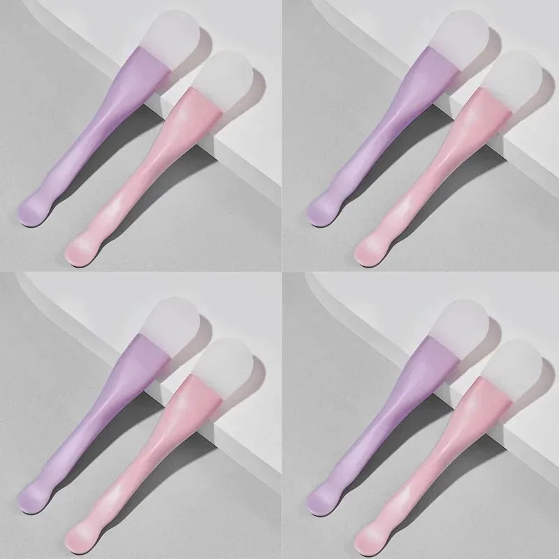 Dual-Ended Silicone Mask Brush & Spatula | Face Applicator Mask Applicator Brush HIP C696-4Pink 4Purple