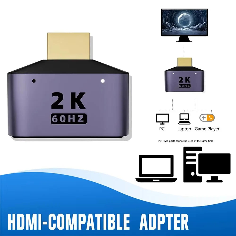 1-to-2 HDMI Splitter Adapter – 2K HD Dual Output Monitor HDMI Splitter Adapter HIP