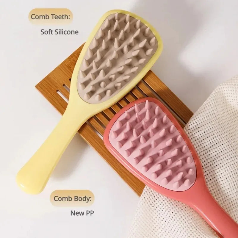 Silicone Shampoo Brush Scalp Massager – Long Handle Comb Scalp Massager Brush HIP