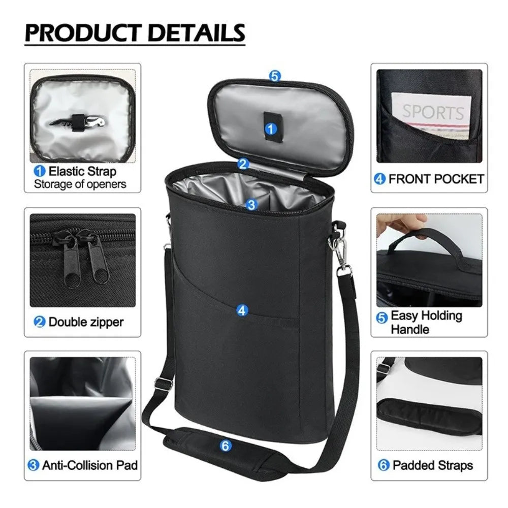 Insulated Leakproof Wine Cooler Bag with Shoulder Strap Insulated Wine Bag HIP