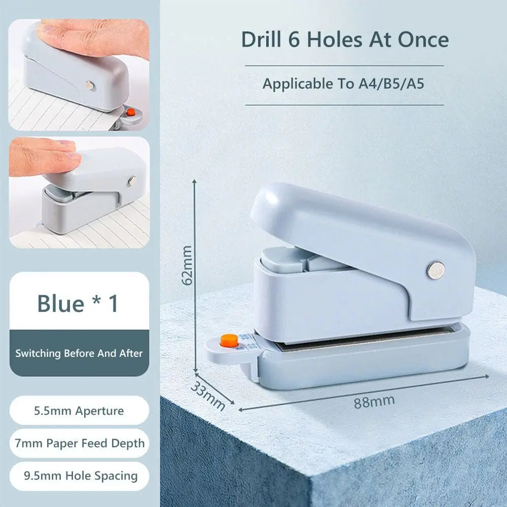 Portable Mini Loose-Leaf Hole Puncher – 3 & 6 Hole Paper Punch Mini Hole Puncher HIP