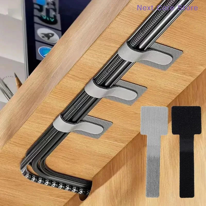 Self-Adhesive Reusable Hook & Loop Cable Ties – 10 Pack Cable Cord Organizer HIP