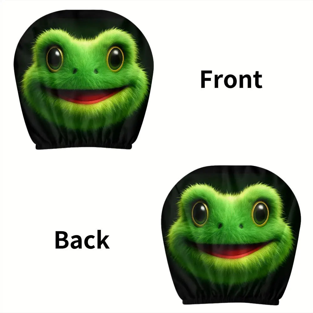 Fuzzy Frog Print Car Headrest Covers – Set of 2 | HIP Car Headrest Covers HIP black