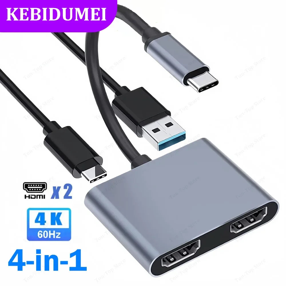 4-in-1 USB-C Docking Station | Dual HDMI 4K, PD 100W, USB 3.0 USB-C Docking Station HIP