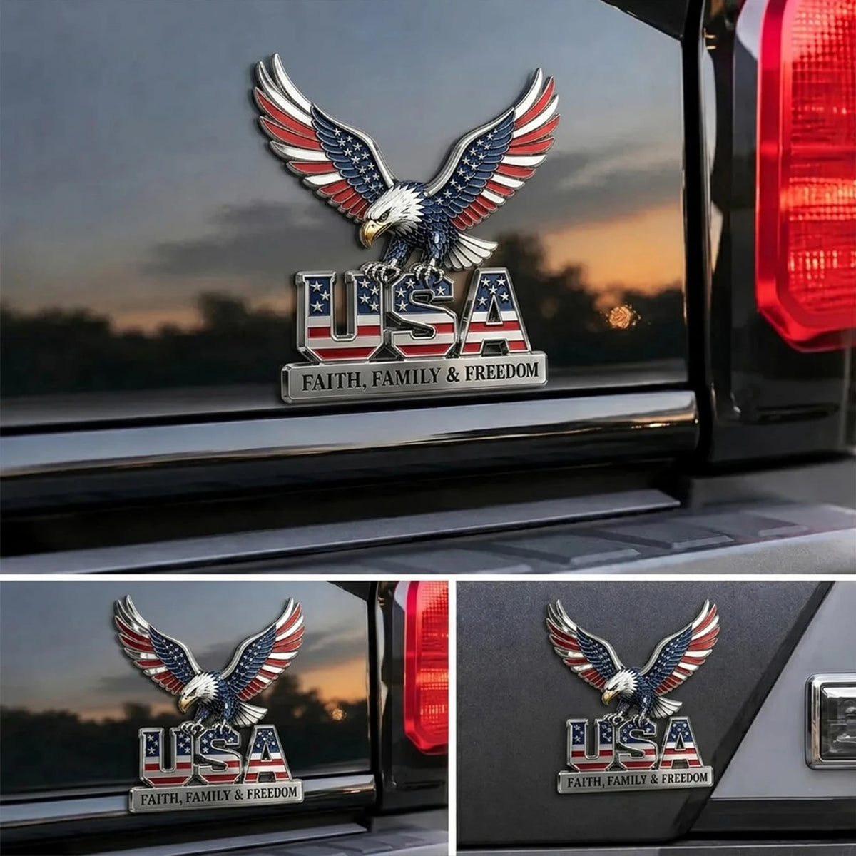 3D Metal US Army Veteran Car Emblem – Eagle & Flag Badge Vehicle Emblem Badge HIP