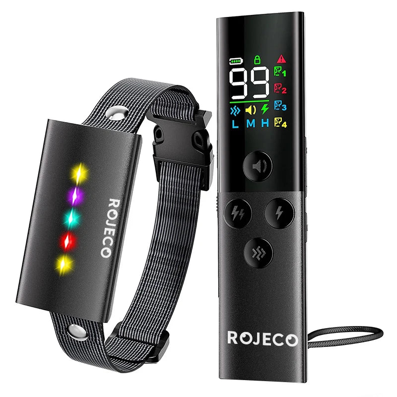 ROJECO Electric Dog Training Collar Digital Rechargeable Remote Control IPX7 Waterproof Vibrator Pet Dog Bark Stop Shock Collar HIP TC028 1 Collar