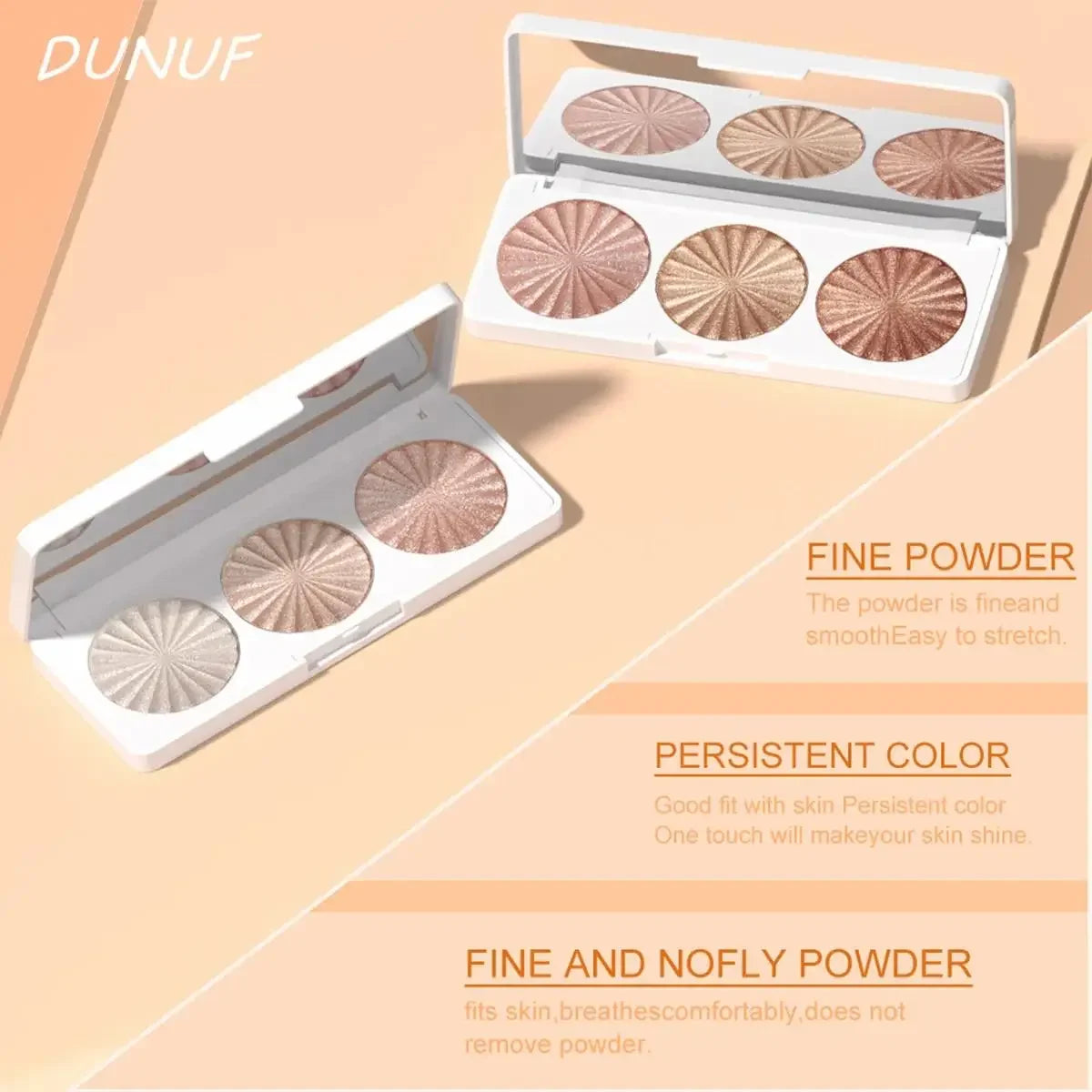 DUNUF 4-in-1 Baked Highlighter & Contour Palette – Waterproof Highlighter Palette HIP
