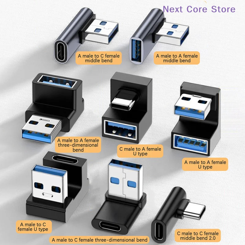 90° Right Angle USB-C to USB-A 3.0 Adapter | 10Gbps USB Adapter HIP