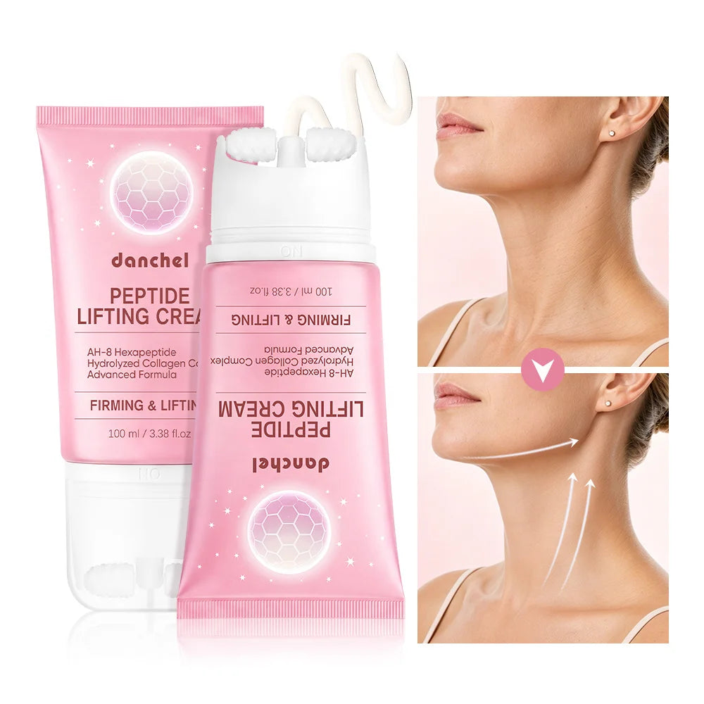 AH-8 Hexapeptide Neck Firming Cream Dual Roller Massage Anti Wrinkle Tightening Sagging Skin Long Lasting Hydration Skincare HIP