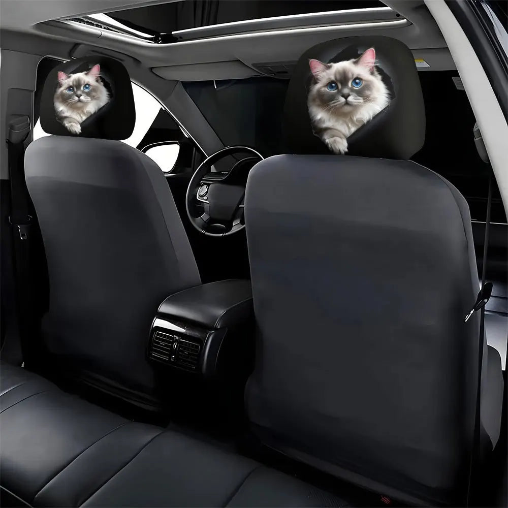 Ragdoll Cat Car Headrest Covers – 2pc Universal Polyester Car Headrest Covers HIP