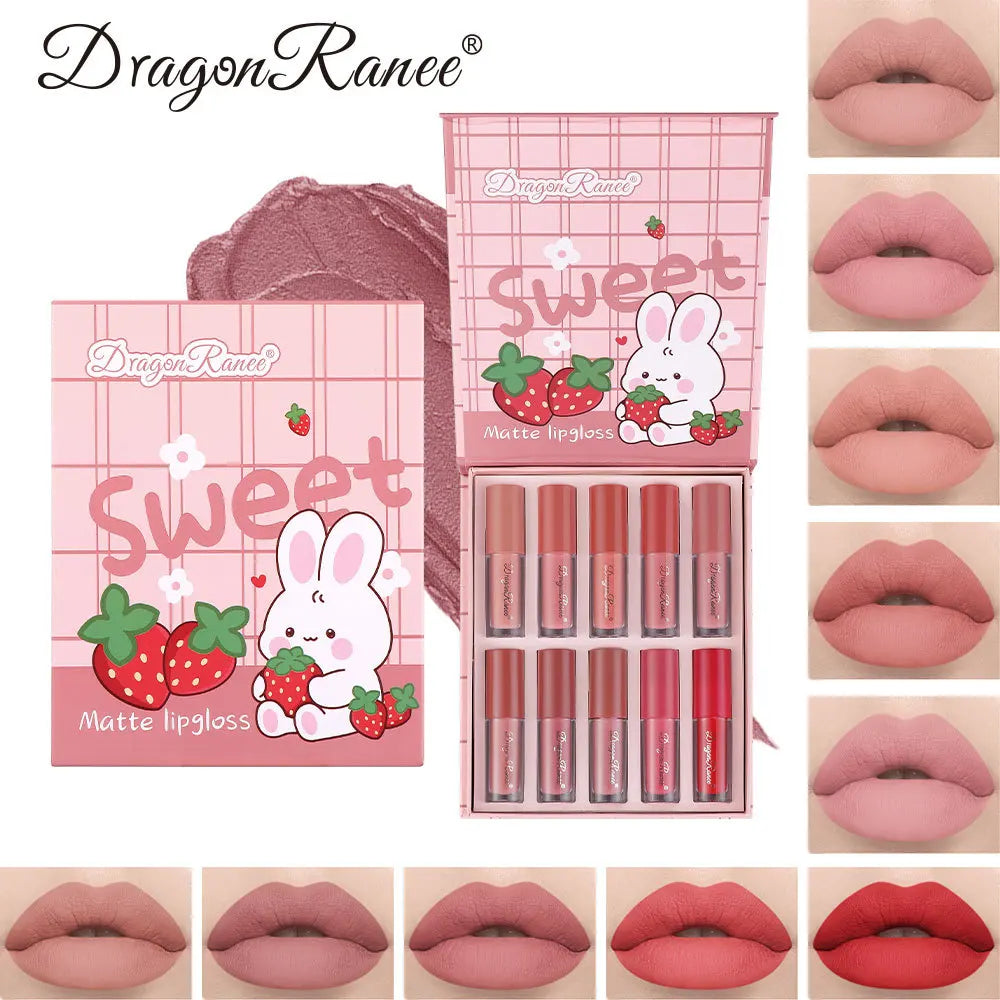 Dragon Ranee 10-Pc Matte Liquid Lipstick Set – Waterproof & Long Lasting Matte Liquid Lipstick HIP D8201