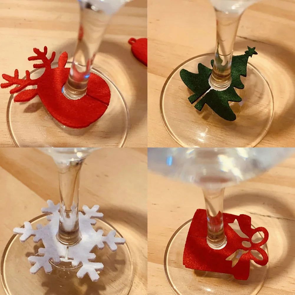 10pcs Christmas Cup Decoration Card Ring Home Decoration Felt Christmas Decoration New Year Party Supplies New Year 2023 Navidad HIP