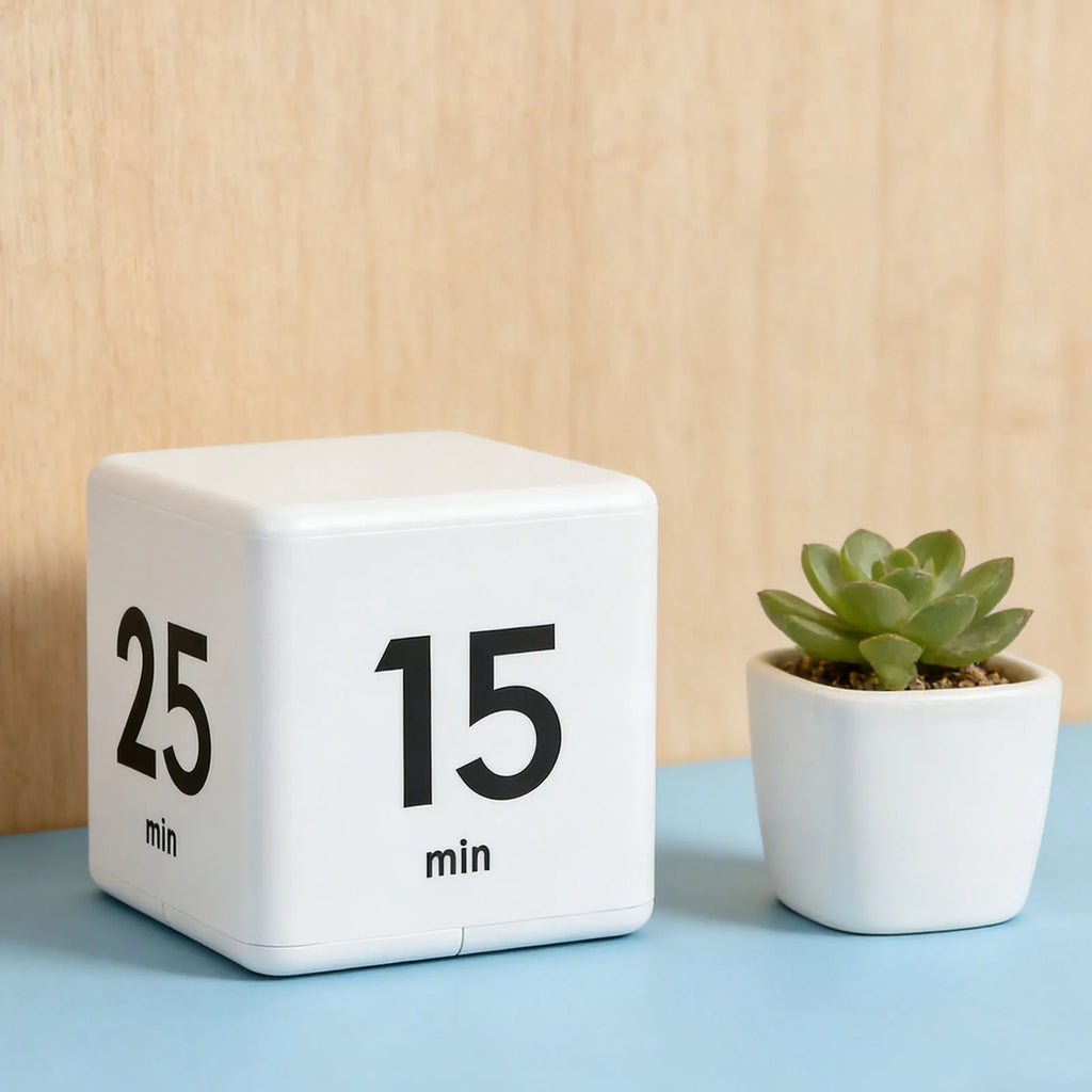 Countdown Timer Cube Design Multiple Time Settings 5 15 25 45 Minutes Study Timer for Students White Study Timer for Students HIP