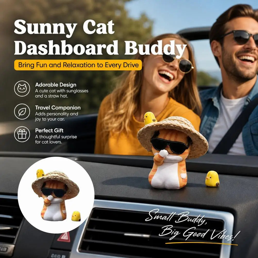 Car Pendant Cute Adorable Straw Hat Cat Ornaments Car Rearview Mirror Pendant Interior Decoration Accessories Girls Gift HIP