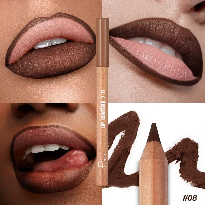 8 Color Nude Matte Lipliner Pencil Long-lasting Waterproof Lip Contour Sculpt Pen Blendable High Pigmented Lipstick Lip Liner HIP 08