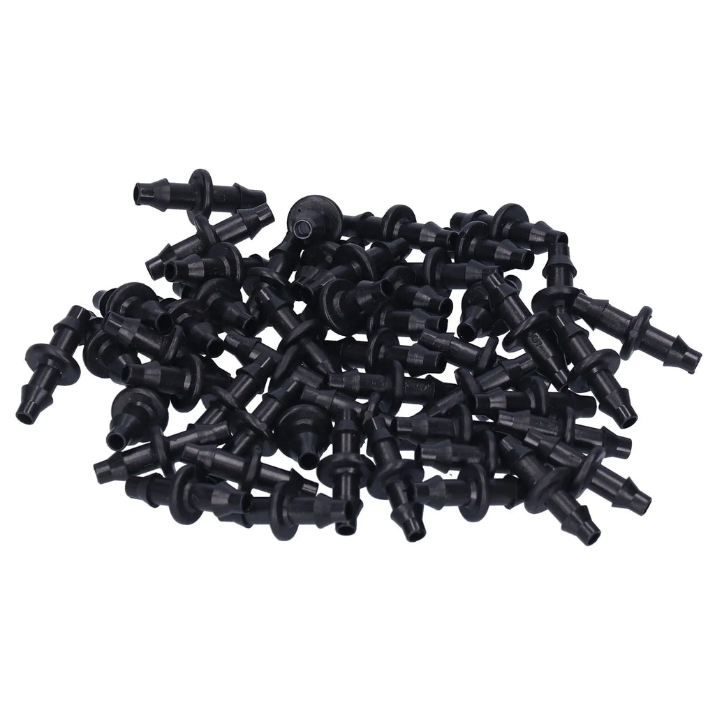 100pcs 4/7 2‑Way Connector Drip Irrigation Connector Fitting Garden Irrigation Accessories Barbed Connector Barbed Fitting HIP