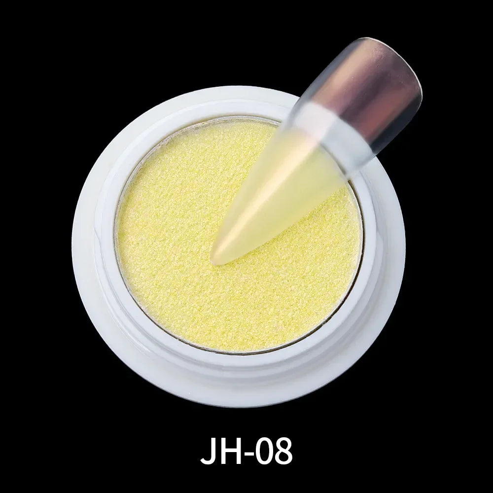 Aurora Nail Glitter Powders Pearl Shimmer Pigment Solid Mirror Rub Dust Brush Dipping Chrome Nail Art Decor Manicure Powder HIP JH08