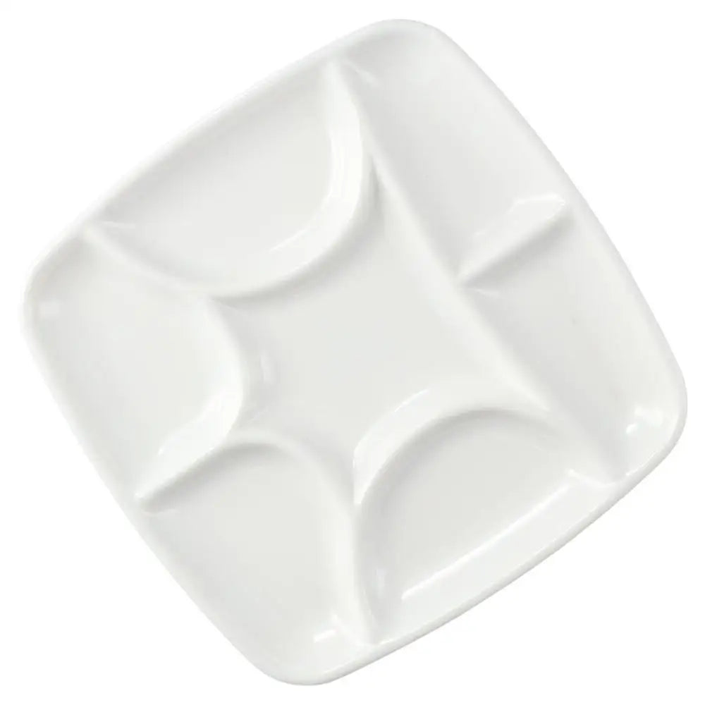 7-Well Square Paint Palette – White Imitation Porcelain 15cm Artist Paint Palette HIP