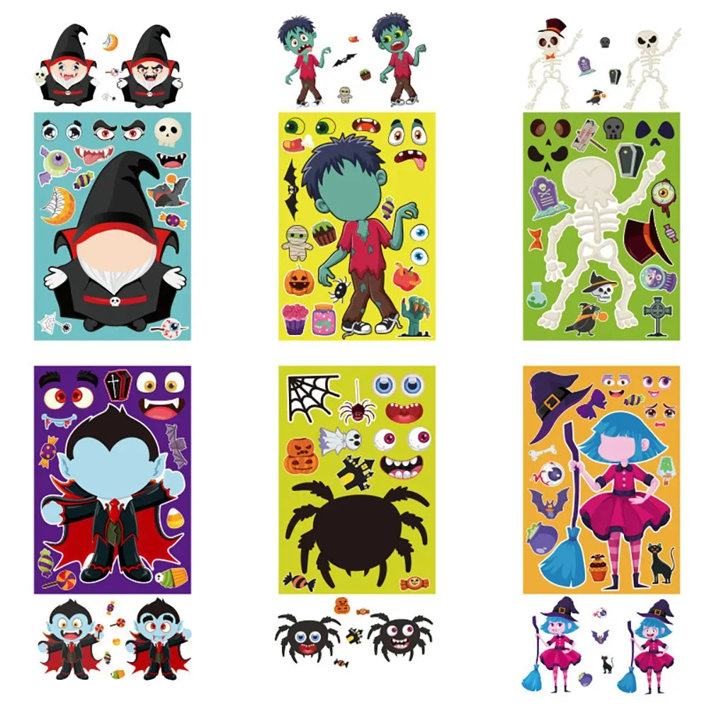 Halloween24 pcsSheets Halloween Decor Halloween Face Stickers Halloween Party Games Halloween Party Toddlers Halloween Sticker HIP