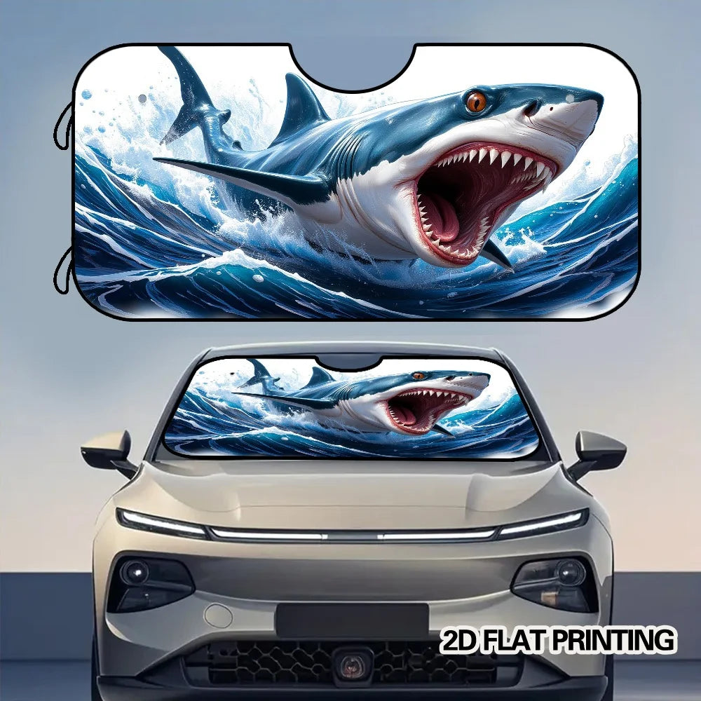 Shark in Waves Foldable Car Windshield Sunshade Visor Car Windshield Sunshade HIP 1-M