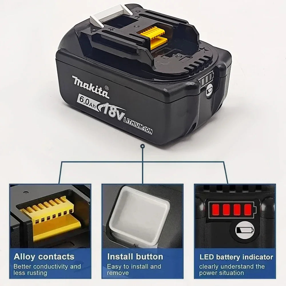 Makita 18V Battery BL1860 BL1850B BL1830B 5–6Ah Li-Ion Power Tool Battery HIP