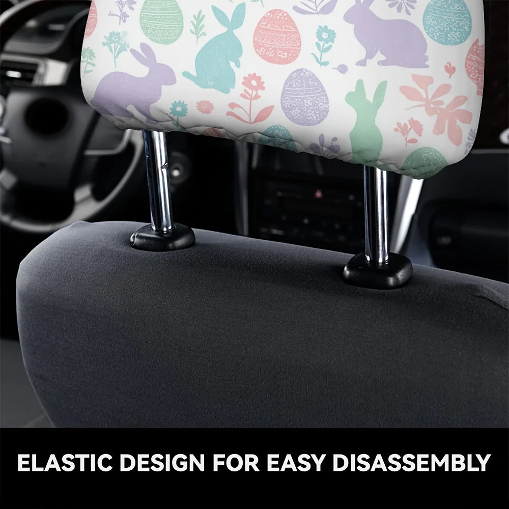 Set of 2 Printed Car Headrest Covers – Breathable Full Surround Car Headrest Covers HIP