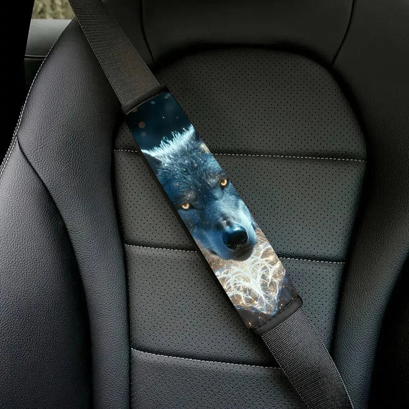 Glowing Wolf Heart Car Seat Belt Covers – 2pcs Polyester Seat Belt Cover HIP