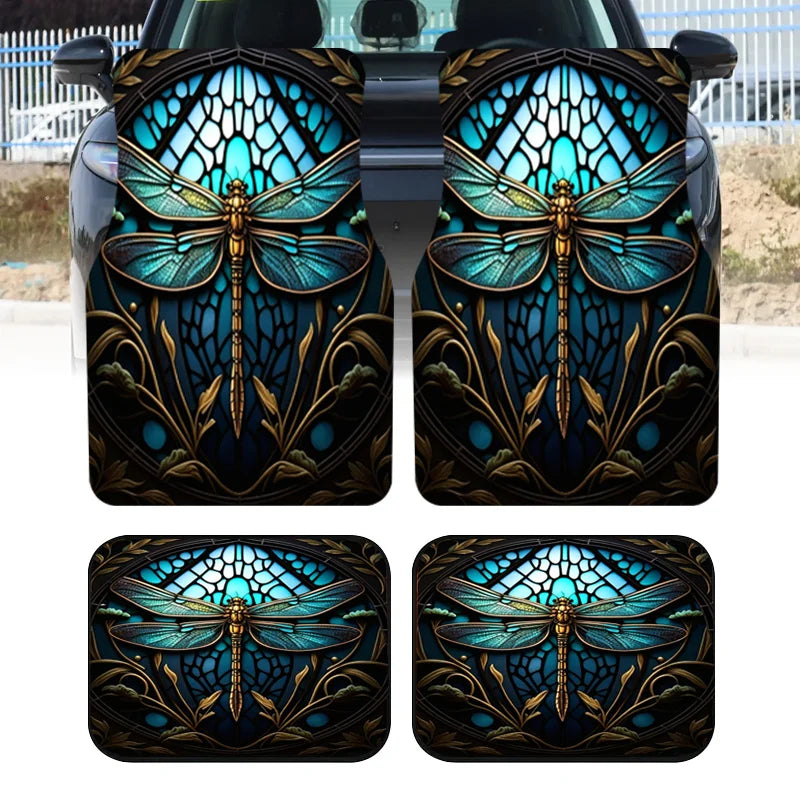 4-Piece Dragonfly Car Floor Mats – Non-Slip Stylish Set Car Floor Mats HIP 1