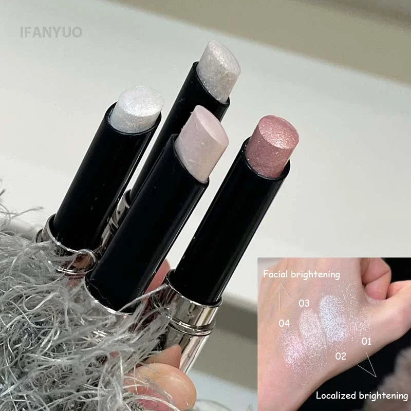 Glittering Highlighter Stick Silver White Lying Silkworm Eyeshadow Pen Lasting Pearlescent Shimmer Face Contour Eyes Makeup Tool HIP