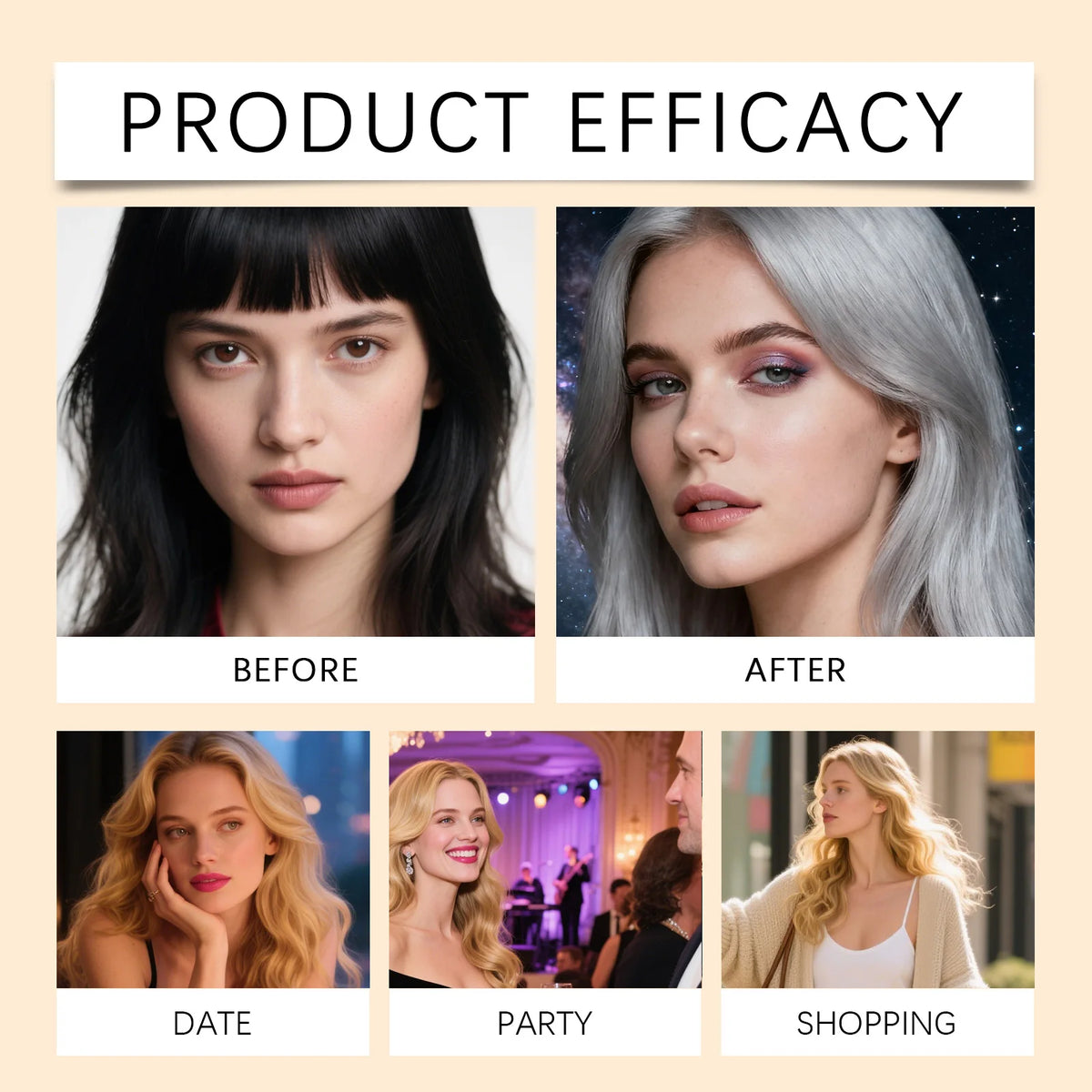 Temporary Silver Gray Hair Spray – Washable Color, Quick-Dry Temporary Hair Color Spray HIP