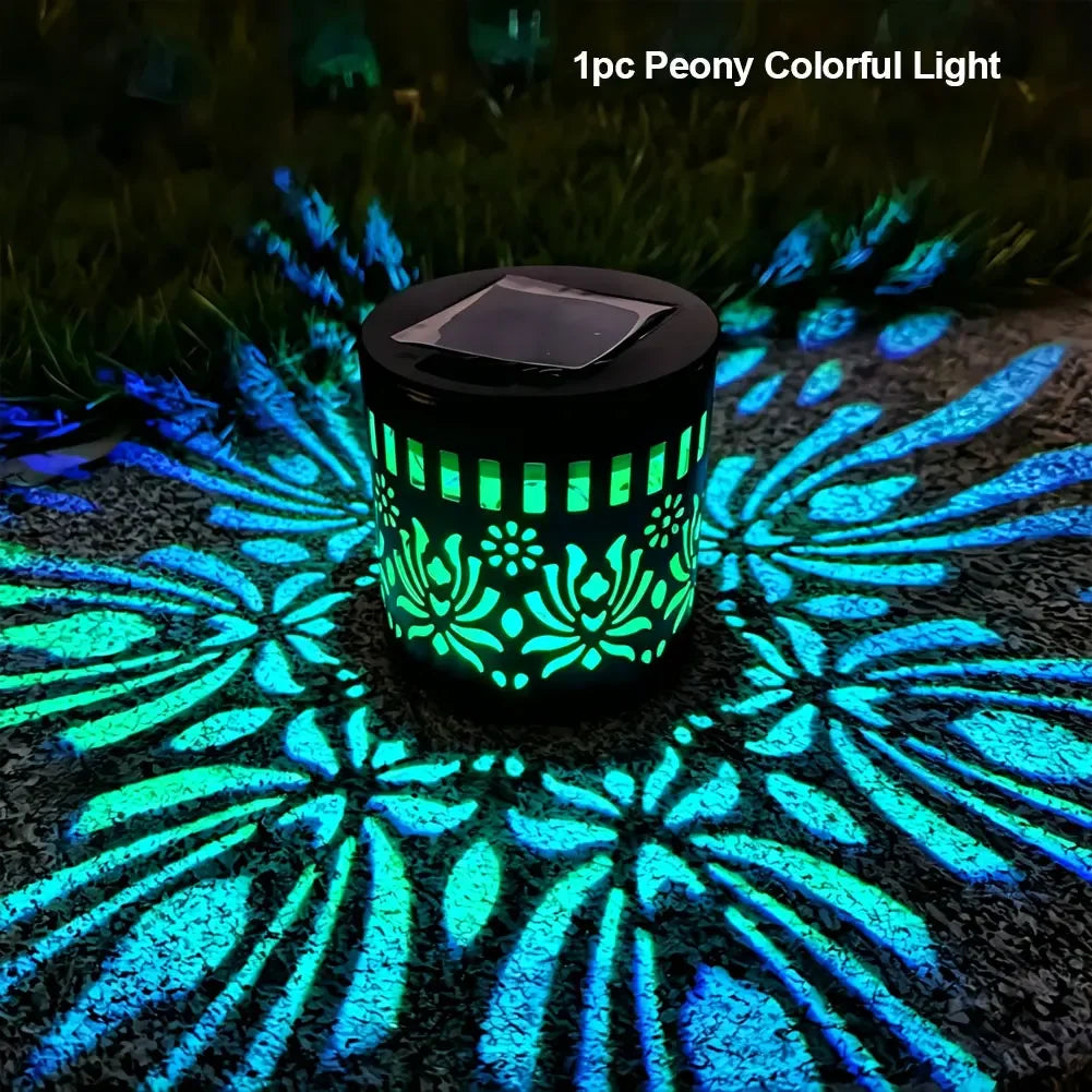 Solar Outdoor Waterproof LED Wall Light Garden Lawn Fence Light Backyard Decoration Outdoor Decoration Front Door HIP Peony Colorful Light