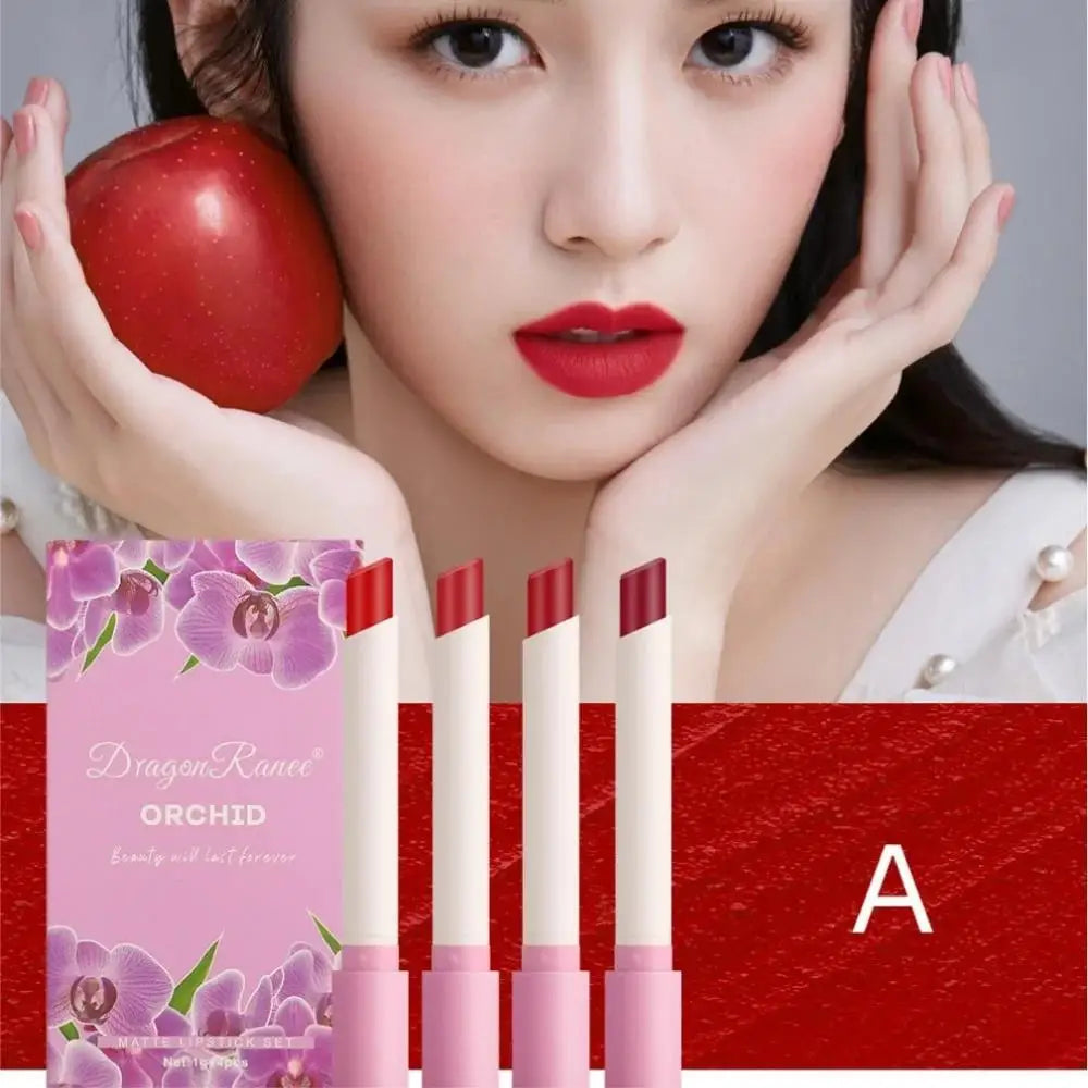 Dragon Ranee 4-Pc Velvet Matte Lipstick Set – Long-Lasting Matte Lipstick Set HIP