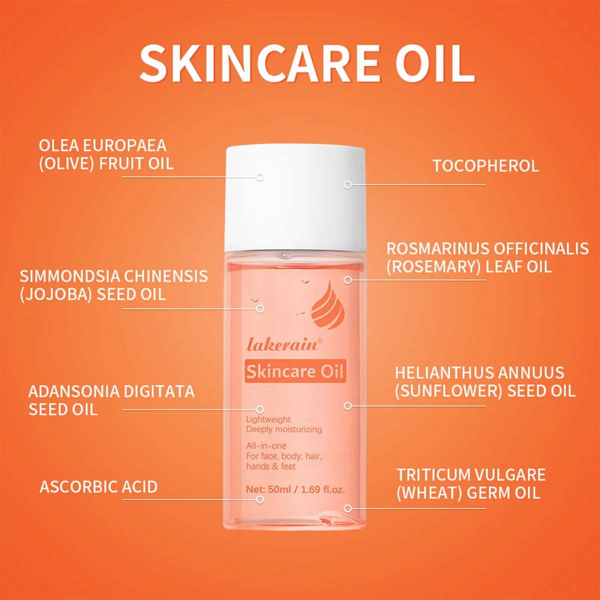 Bio Skincare Body Oil Face Body Moisturizer Vitamin A Vitamin E Exfoliate skin Improve Hair Health Fade Scars Exfoliate skin car HIP