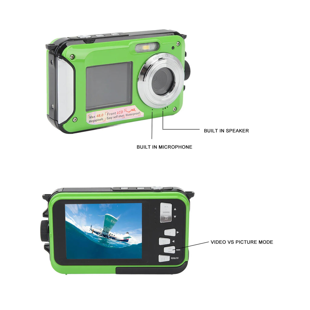 Waterproof Digital Camera Face Detection Timed Selfie 48MP 16X Digital Zoom Dual Screen Portable Digital Camera for Travel HIP