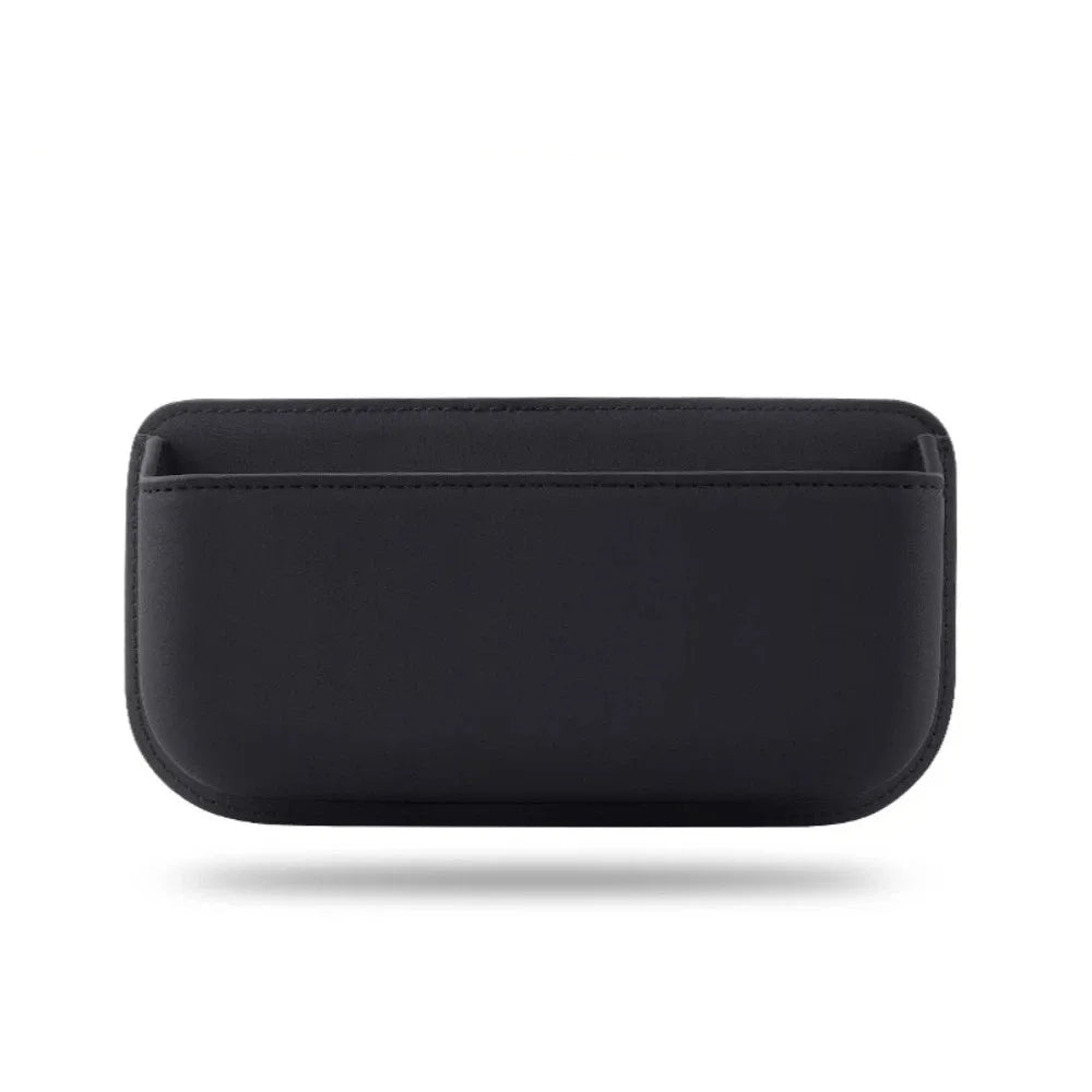 PU Leather Car Seat Storage Pocket – Self-Adhesive Organizer Car Interior Organizer HIP Black