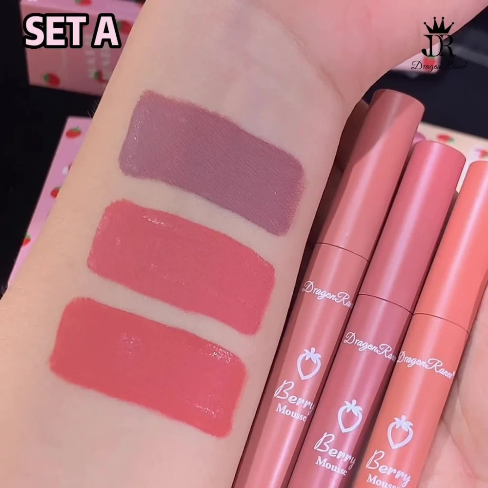 Dragon Ranee 3-Pc Velvet Matte Lip Gloss Set | Long Lasting Velvet Matte Lip Gloss HIP