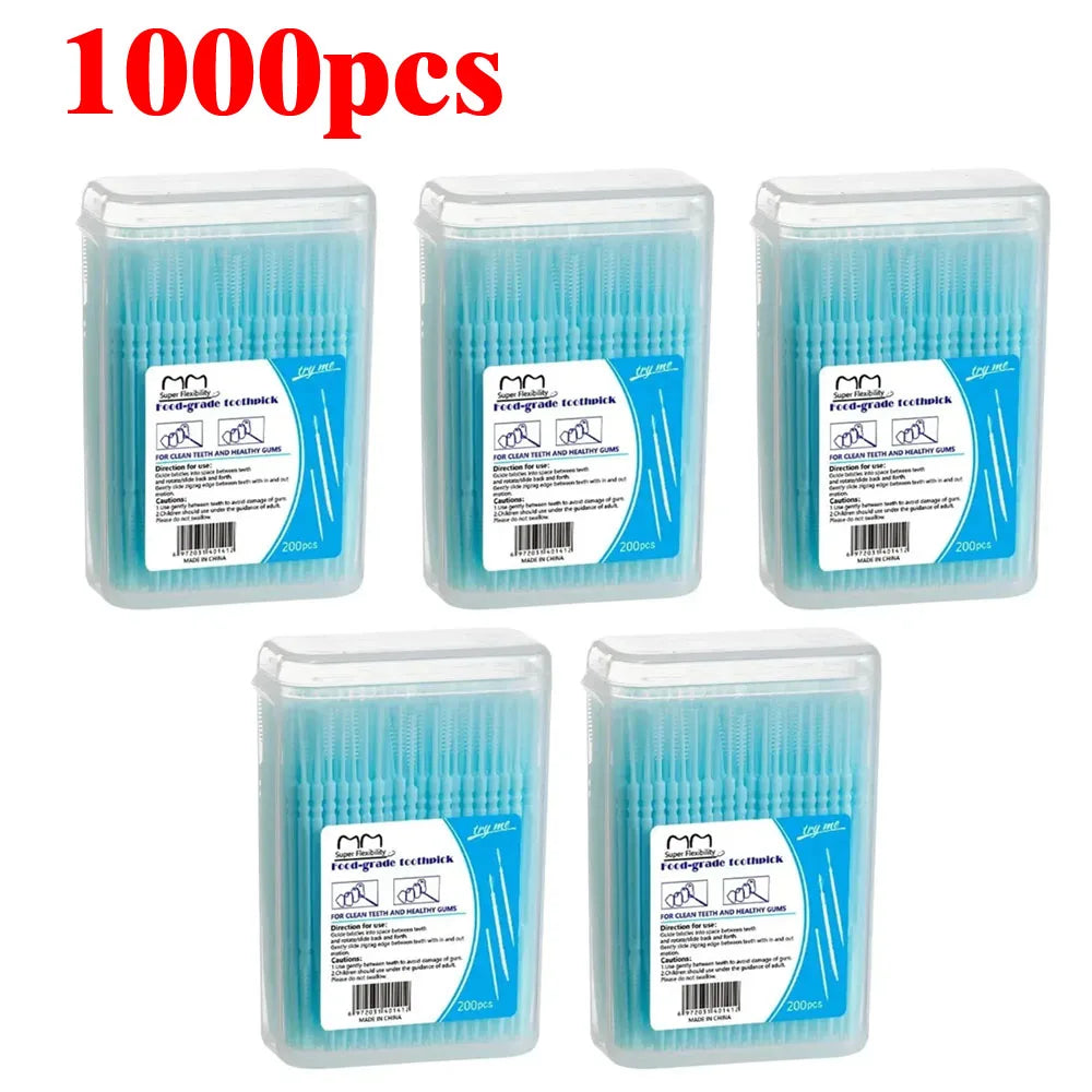 RUZOFO Double-Headed Interdental Toothpicks 120/200 PCS Box Interdental Toothpick HIP C685-Blue 1000pcs