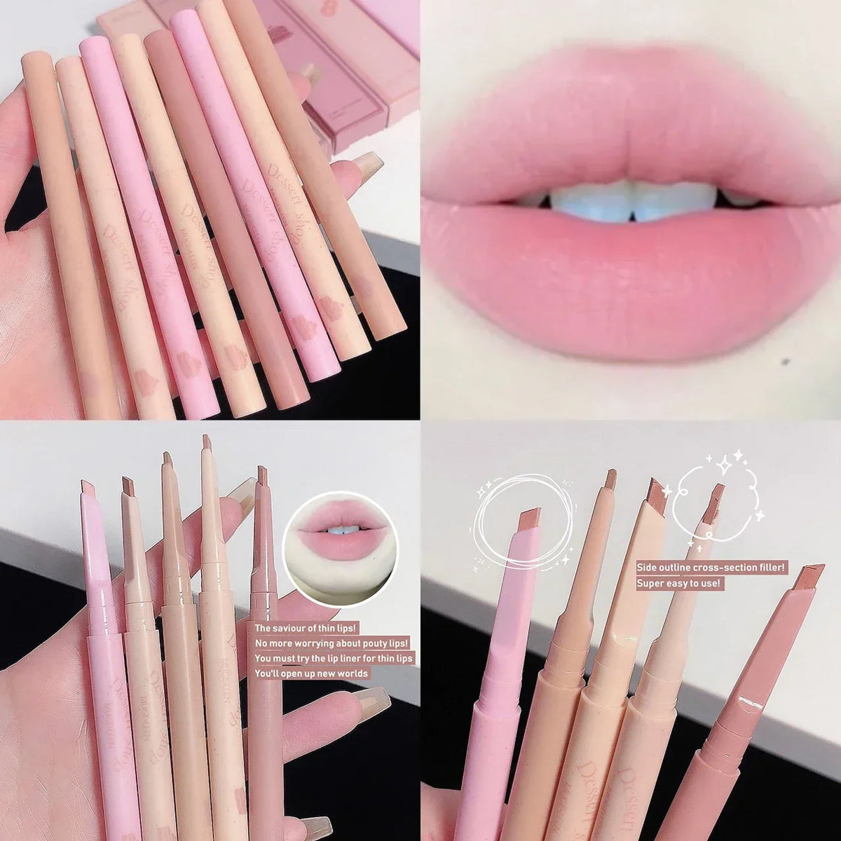 Matte Lip Liner Pen Long Lasting Contour Lipstick Non-stick Waterproof Smooth Velvet Lipliner Pencil Nude Pink Lip Tint Makeup HIP
