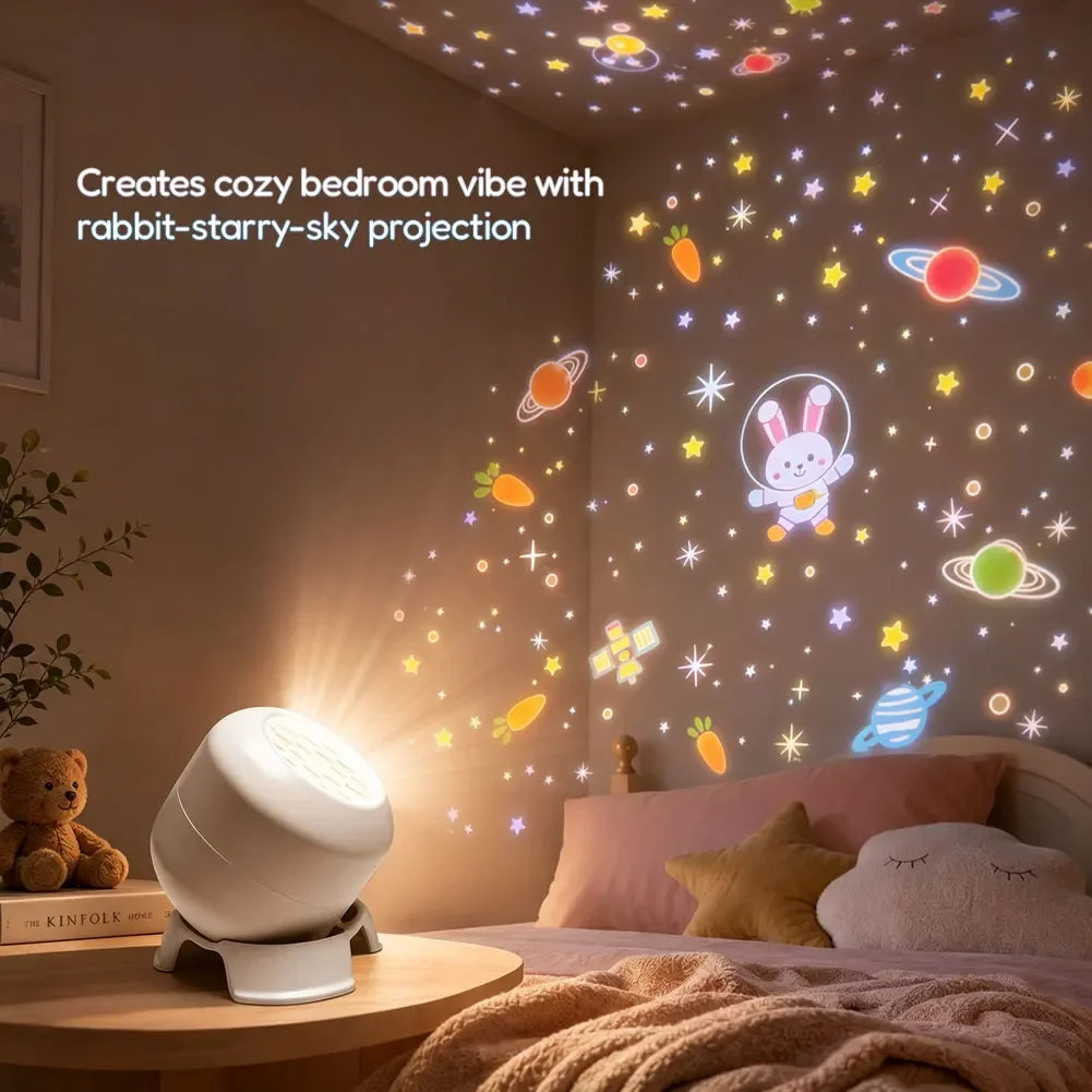 For Bedroom Use USB LED Ocean Car Rabbit Projector Colorful Rotating Atmosphere Night Light HIP