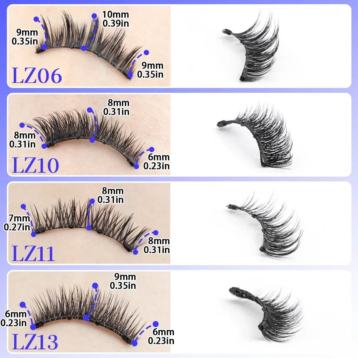 Hot Magnetic Eyelashes Set 1 Pair Reusable No Glue Needed False Eyelashes with Magnetic Tweezers Curly Faux Lashes Makeup Tool HIP
